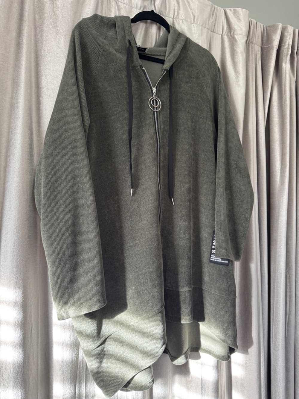 Nina Kendosa Olive Green Hooded Zip Cardigan with Ring Pull